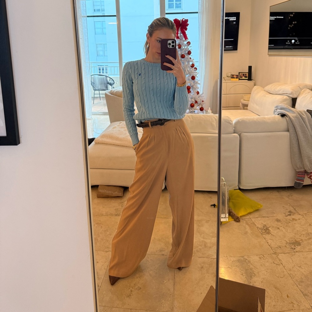 Tan Women's Wide-Leg Pants